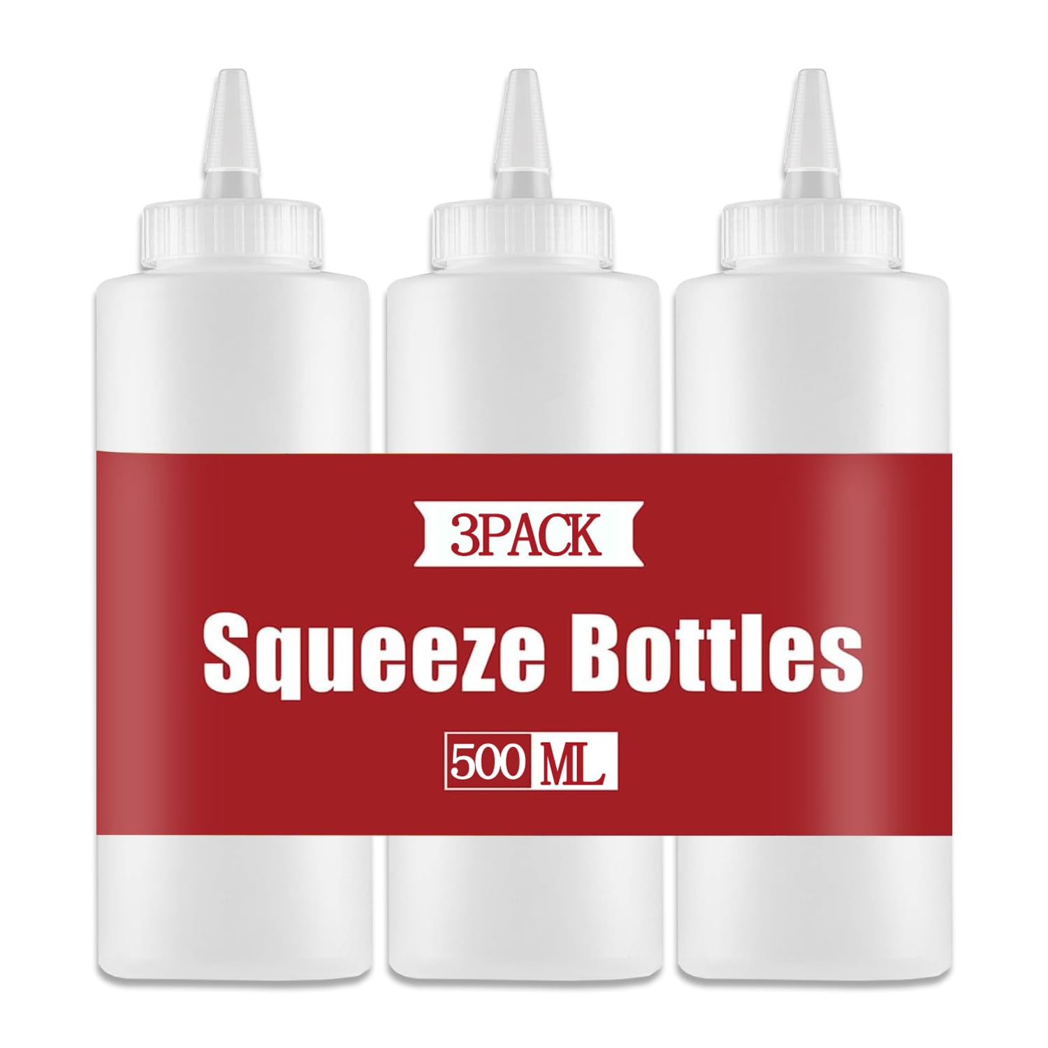 Amdonalo 3Pcs Squeeze Bottles丨Sauce Bottle For Ketchup,BBQ,Paint,Olive Oil Come with Funnel and Label Paper