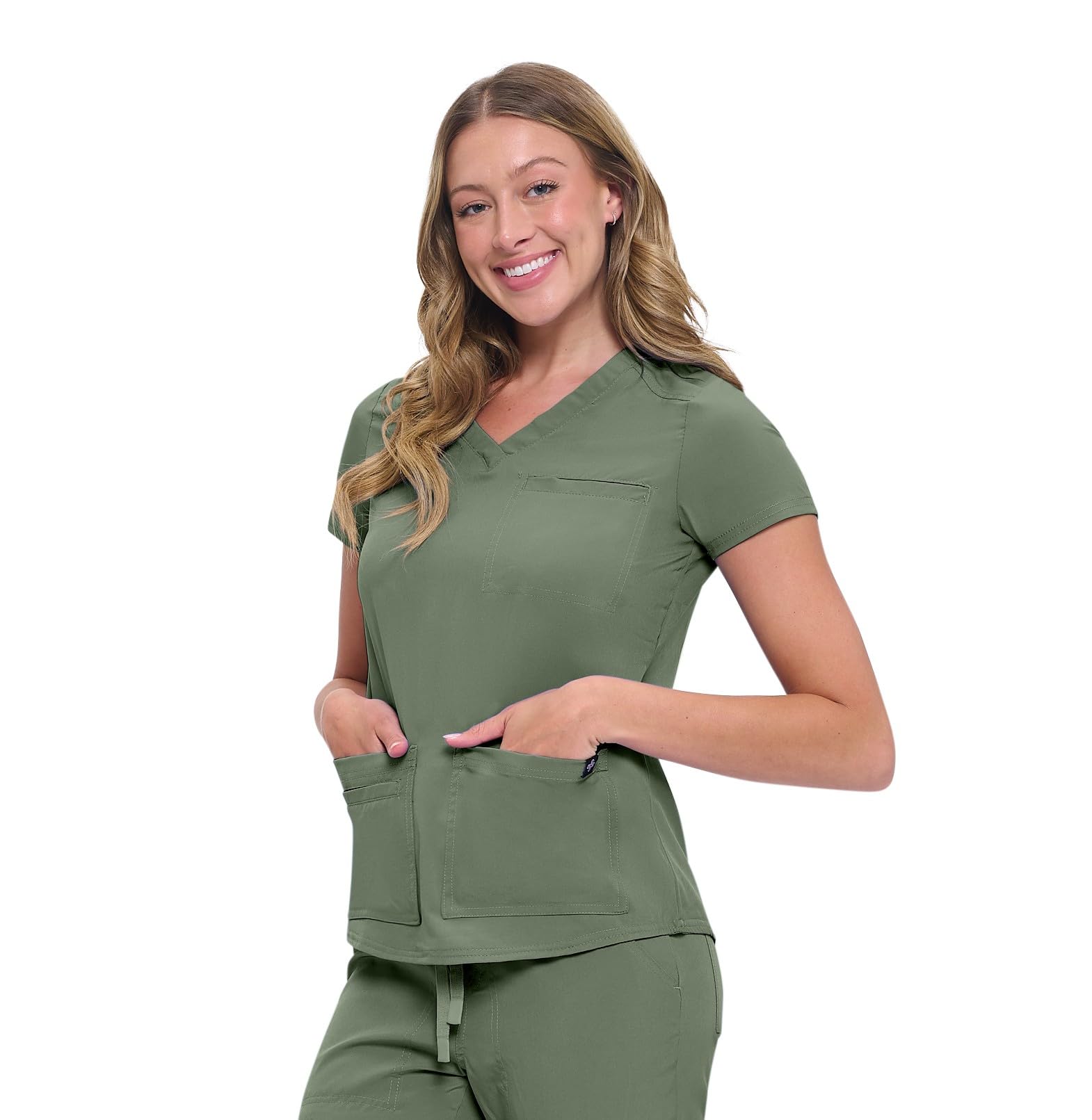 Natural Uniforms Womens 11 Pocket Cool Stretch Cargo Scrub Set with Regular and Petite Sizes