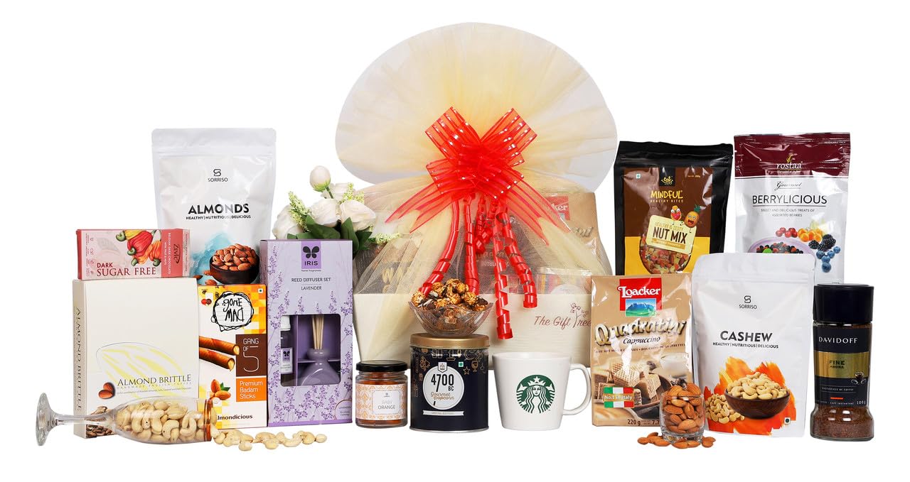 The Gift Tree Premium Coffee Gift Hamper | Iconic Mug, Coffee, Dried Fruit, Berries, Chocolates, Diffuser Set & Popcorn | Gift for Corporate, Anniversary, Friend, Men and Women | Pack of 13 (Premium Coffee and Fragrance hamper)-picture-10