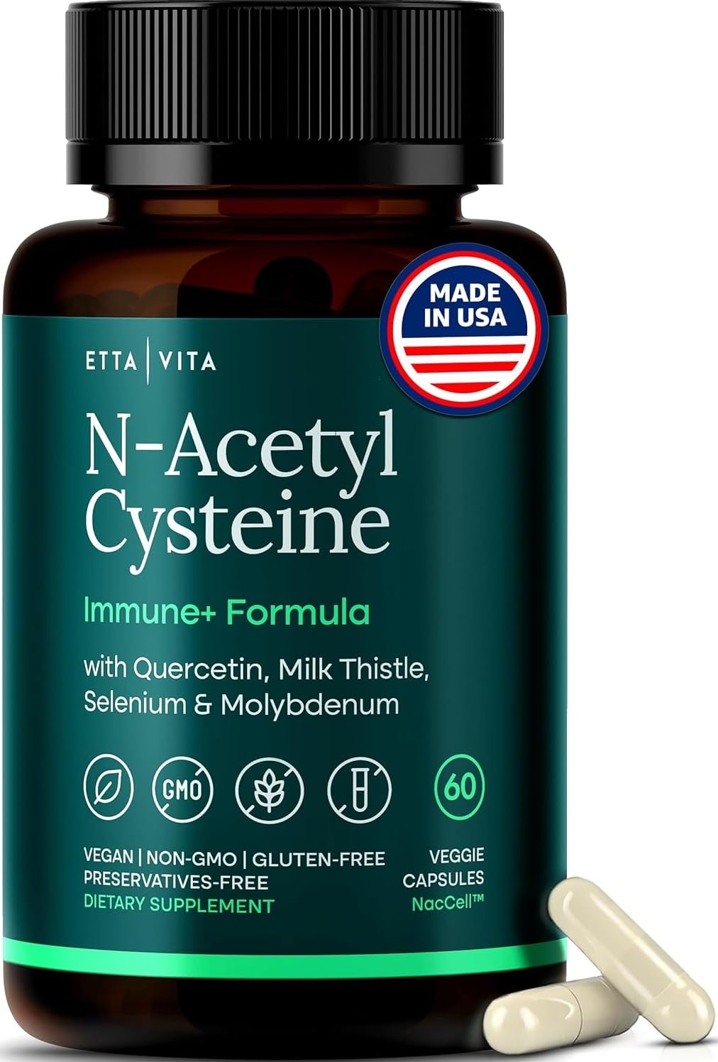 Vegan Liver Detox & Cleanse - NAC Supplement N-Acetyl Cysteine 600mg with Quercetin, Milk Thistle, Molybdenum & Selenium, N-Acetyl-Cysteine Capsules for Immune Support | Diet Kits & Systems