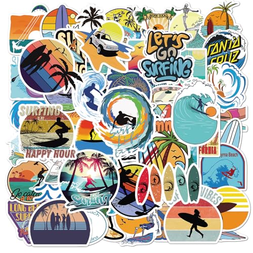 Surfing Stickers 100PCS, Summer Water Sports Stickers for Surfboard, Waterproof Vinyl Decals for...