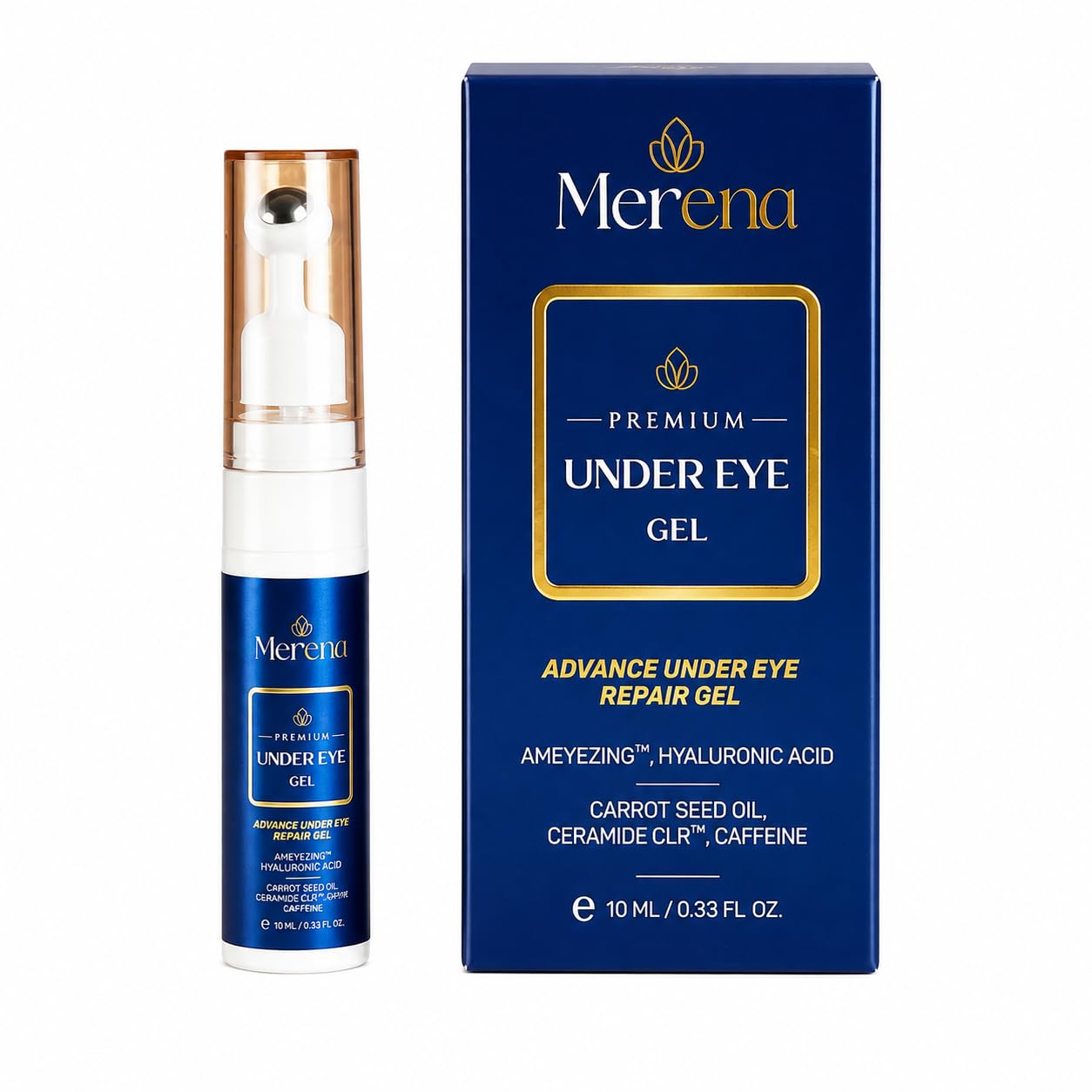 Premium Under Eye Gel with Hyaluronic Acid, Caffeine, Ceramide CLR & Carrot Seed Oil | Dark Circles & Puffy Eyes Repair Gel | Cooling Roller Applicator | Lightweight Non-Greasy Formula | 10g-picture-46