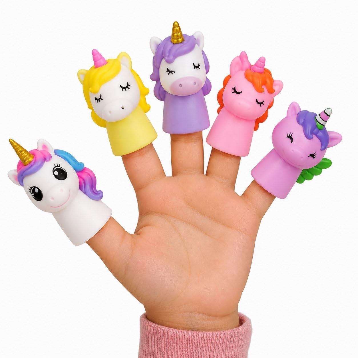 5 Realistic Look Rubber Finger Puppet for Imaginative Play, Story Telling, Teaching, Preschool & Role-Play (5 Figures) Best for Gifting (Random Design 1 pkt only)-image-2