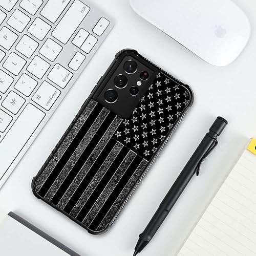 Miniatura 5 de ZHEGAILIAN Funda compatible con Samsung Galaxy S23 Ultra, diseño gráfico de bandera estadounidense en blanco y negro, acrílico, a prueba de golpes,