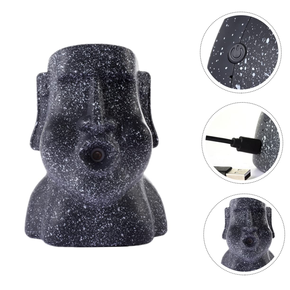 Umidificatore Diffusore a Forma di Statua Moai in Abs | USB Ricarica, Nebulizzazione Continua, Set 1 Pezzo, per Hotel e Coffee Store