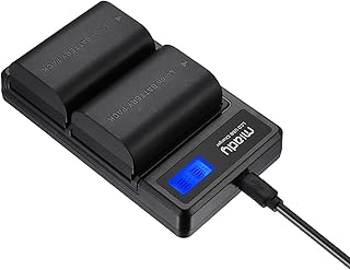 Miady 2-Pack LP-E6 LP-E6N Battery and Dual LCD Battery Charger Set Compatible with EOS 5D Mark II, DS Mark III, 5D Mark IV, 5DS, 5DS R, 6D, 7D, 7D Mark II, 60D, 60Da, 70D, 80D, 2350mAh/7.4V