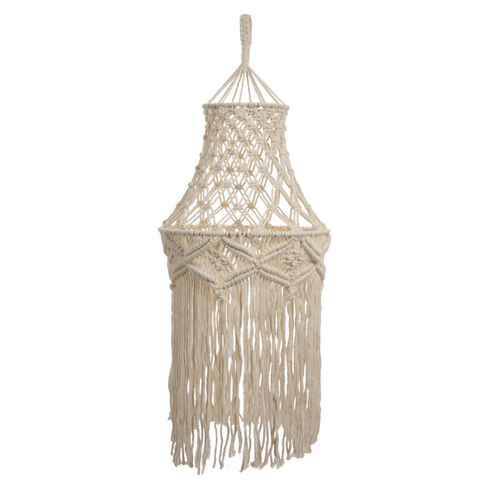 Jkjhbhged Macrame Lamp Shade Hanging Pendant Light Cover Modern Office Bedroom Living Room Nursery Dorm Room Home Decor, Beige