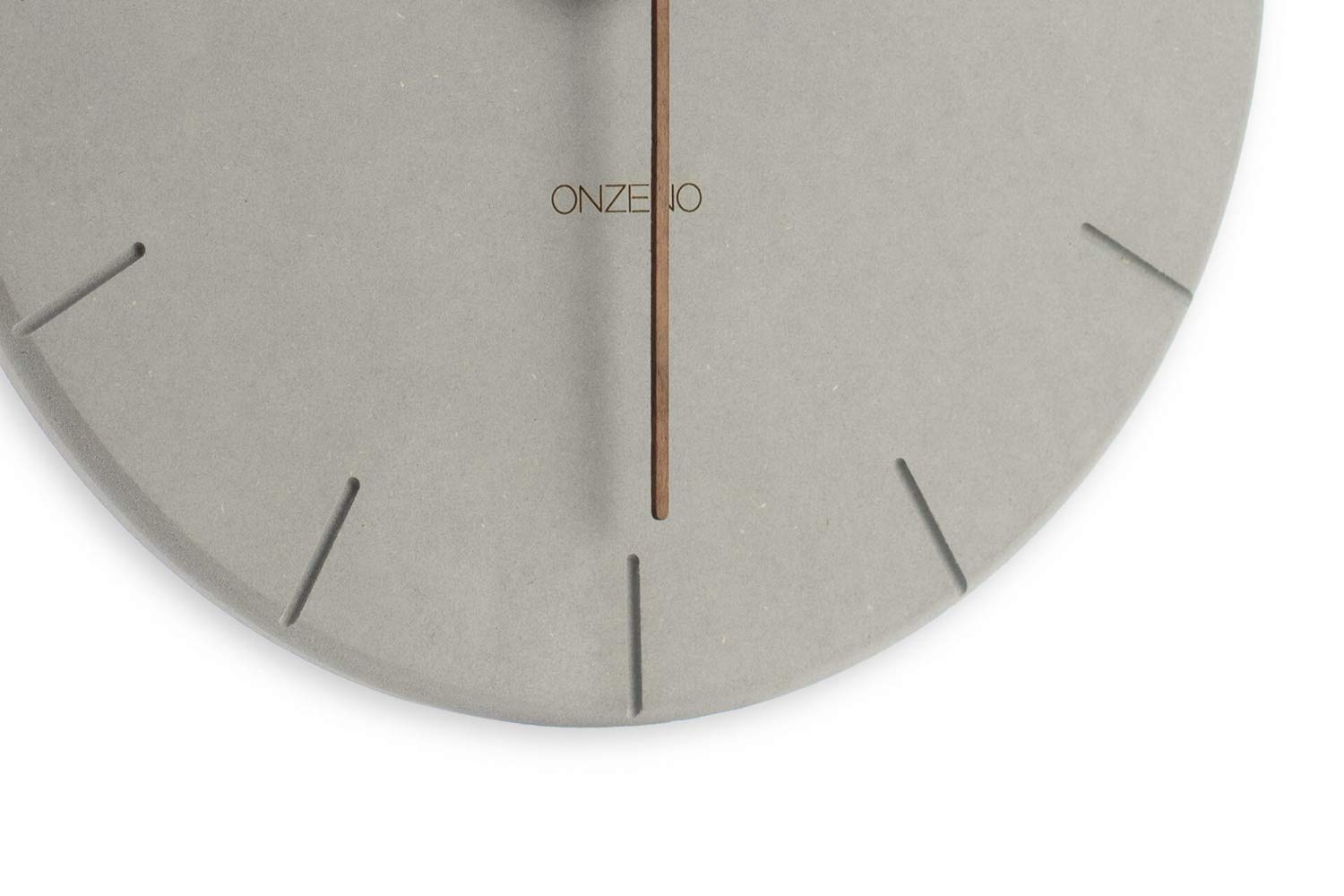 ONZENO Design Wanduhr 'THE Scandi.' ohne Tickgeräusche | Leise Quarzuhr, Durchmesser 29 cm, Tiefe 0,9 cm, Grau/Braun