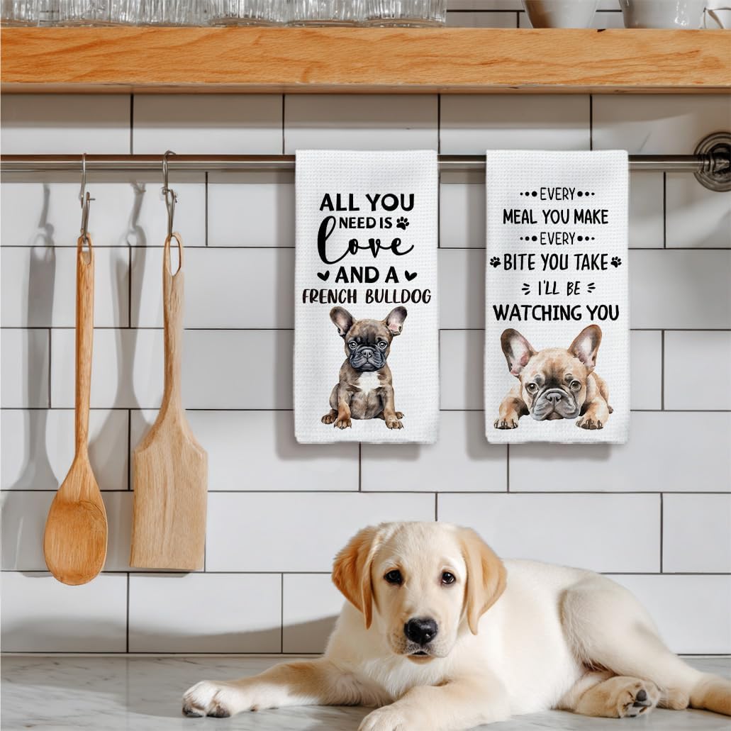 French Bulldog Gifts Kitchen Towels Set of 4, Frenchie Mom Gift, French Bulldog Gifts for Women Dish Tea Towels for Kitchen, FrenchBulldog Hand Towels, Dog Home Decor, 16x24inch - Image 5