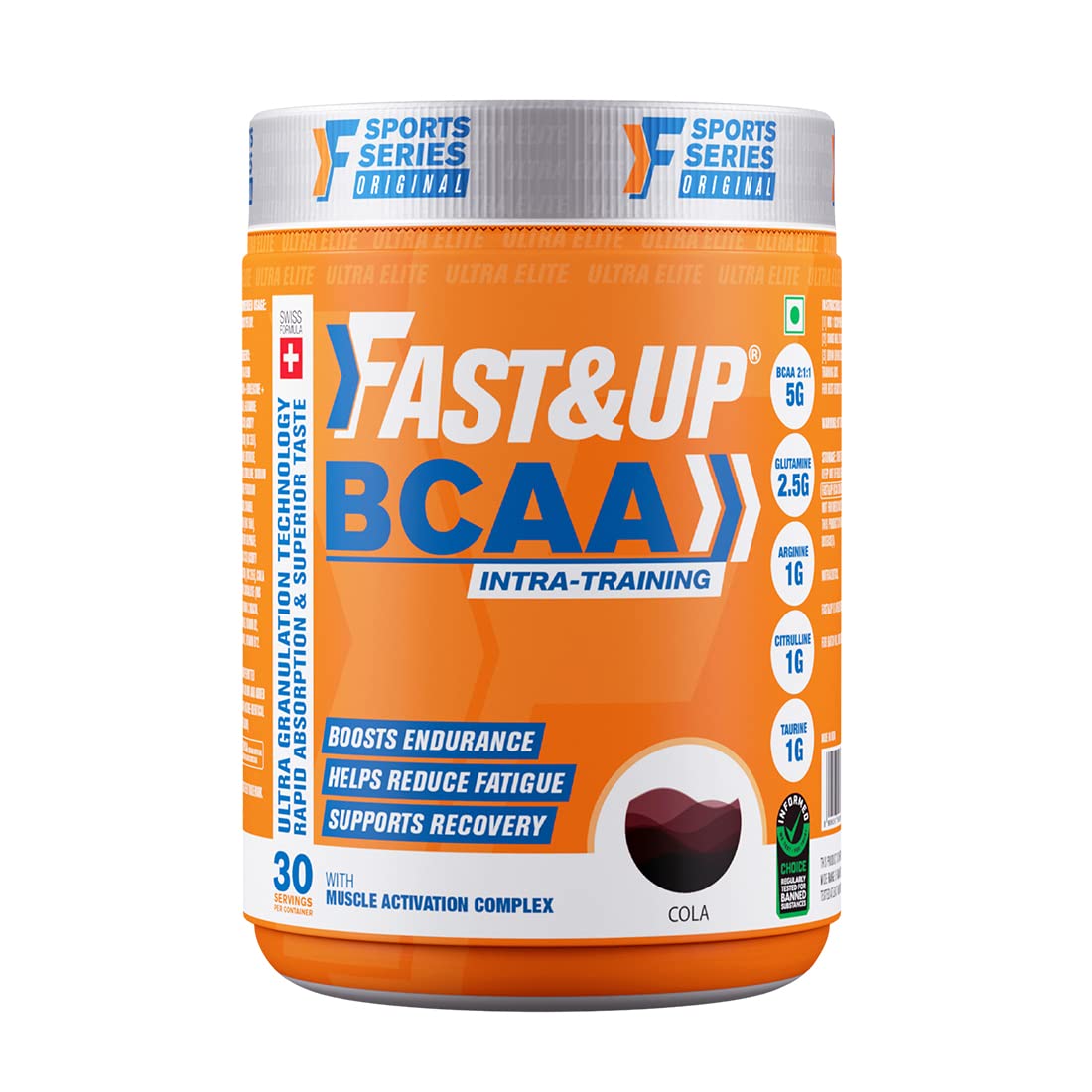Fast&Up BCAA (30 Servings, Cola Flavour) Advanced BCAA Supplement with