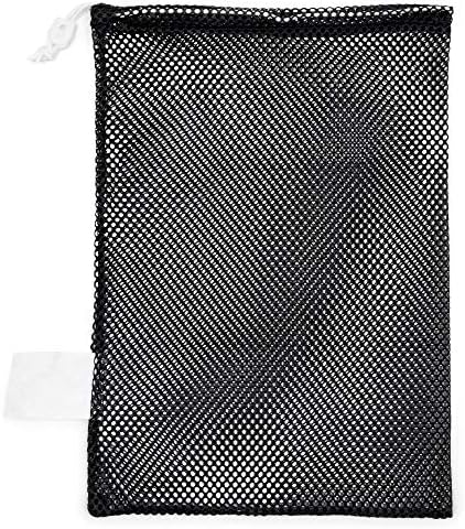 Champion Sports Mesh Sports Equipment Bag- Black, 12" x 18"- Multipurpose, Nylon Drawstring Bag with Lock and ID Tag, for Sports Equipment, Balls Swimming Gear, Laundry - Breathable Stuff Sack