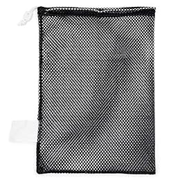 Champion Sports Mesh Sports Equipment Bag- Black, 12" x 18"- Multipurpose, Nylon Drawstring Bag w/ Lock and ID Tag, for Sports Equipment, Balls, Swimming Gear - Breathable Stuff Sack