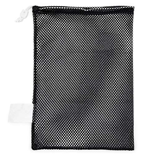 Champion Sports Mesh Sports Equipment Bag- Black, 12" x 18"- Multipurpose, Nylon Drawstring Bag w/ Lock and ID Tag, for Sports Equipment, Balls, Swimming Gear - Breathable Stuff Sack by Champion Sports - Used condition - US$6.41
