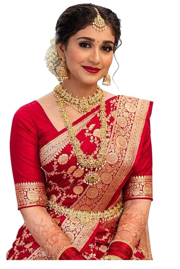For Women's Kanjivaram Silk Saree | Soft with Unstitched Blouse P...