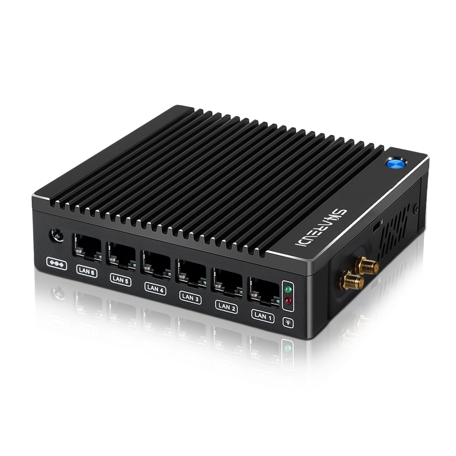 Fanless Firewall Mini PC Intel N3710 4C/4T 6X Intel i226 LAN, Network Gateway Soft Router, Test with PF-Sense/OPN-Sense AES NI HD/Type-C/SIM/TF/Wi-Fi (8G RAM 240G SSD)