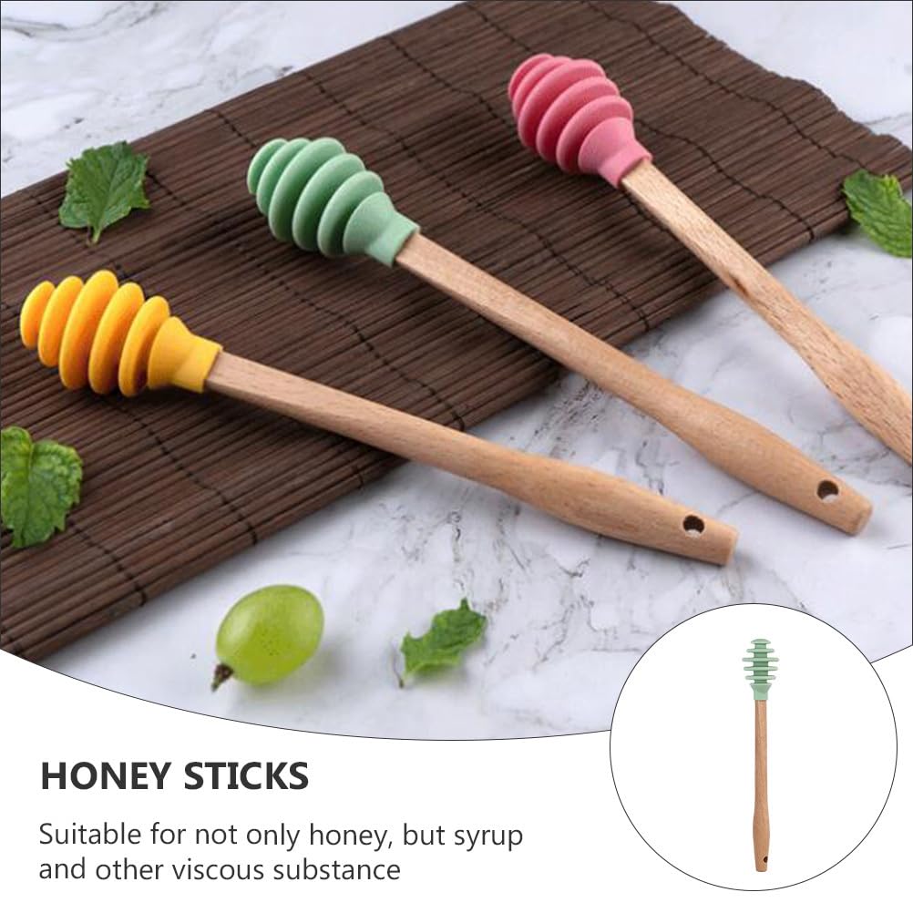 1 Set 3pcs Honey Stirrer Honey Dippers Honey Spoon Rod Honey Sticks Silicone Honey Stirring