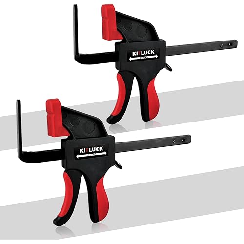 Track Saw Clamp, KITLUCK Track Saw Guide Rail Clamp for Woodworking, Quick Release Clamp for Circular Saw Guide Rail System, 6" Clamping Thickness, Universal Wood Track Clamps for Woodworking-2 Pcs