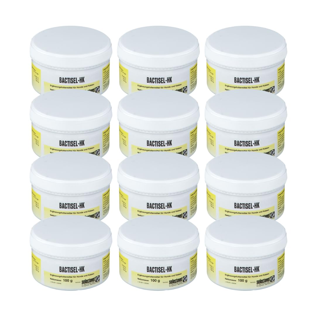 Bactisel HK | Polvo para perros y gatos | 12 x 100 g | con probióticos | Selectavet | Alimento complementario | Para apoyar la función intestinal normal | Paquete de 12