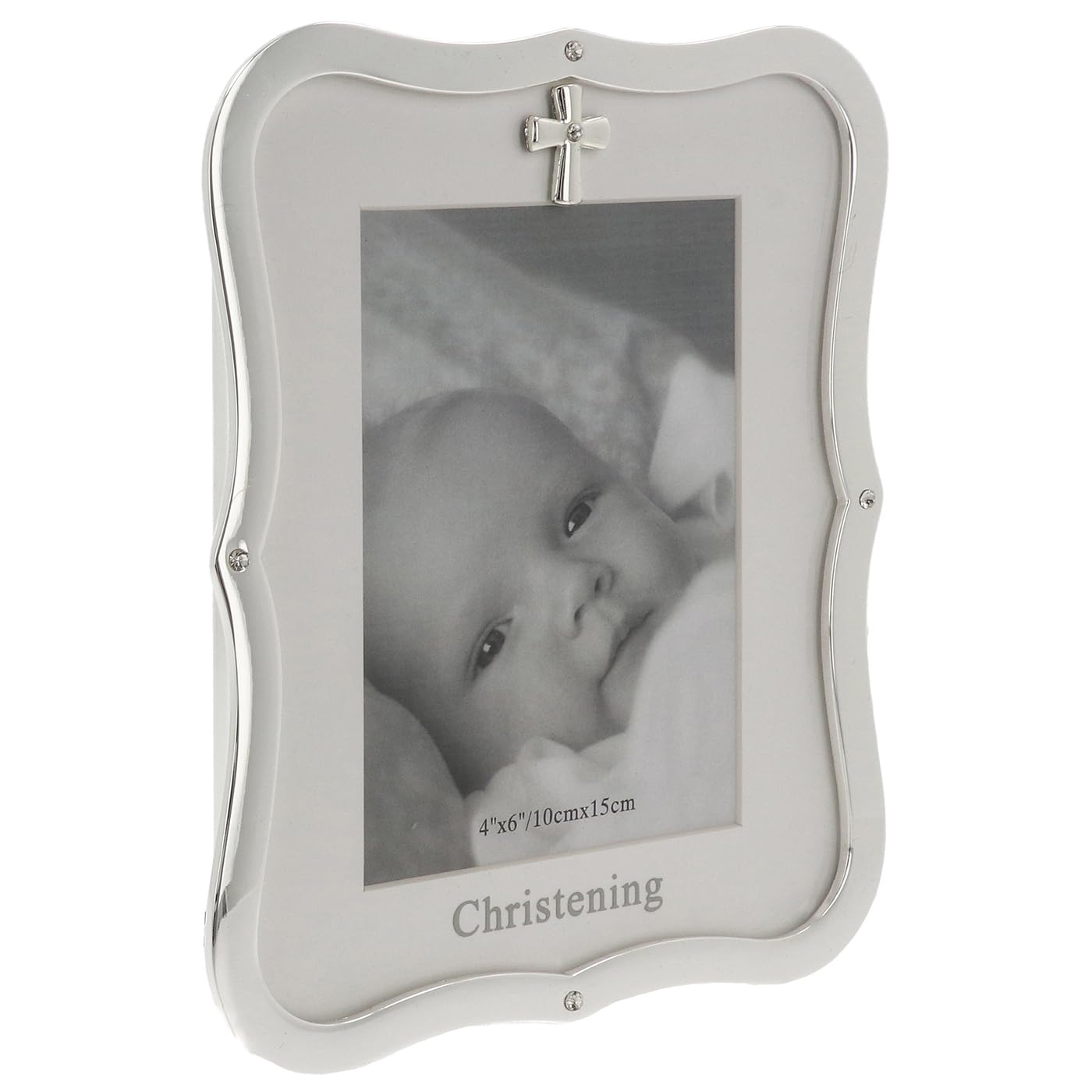 Shudehill Giftware Men's Christening Celebration Frame - Baby Boy, Baby Girl Or 6X4 Inch Silver Photo Frame (Christening)