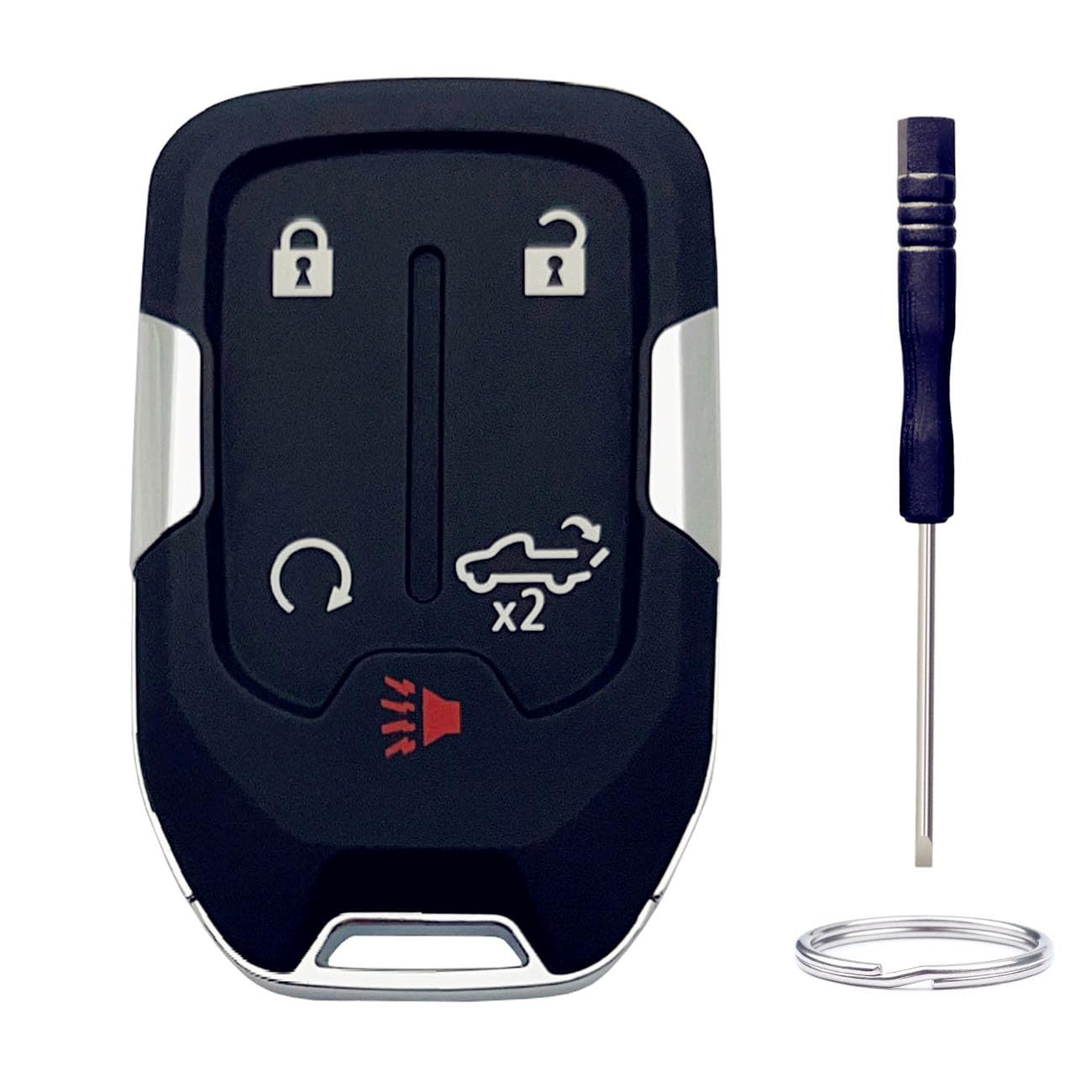 Carcasa de repuesto para llave de coche Chevy Silverado 2022 2021 2020 2019 y GMC Sierra 1500 2500HD 3500HD 5 botones de entrada sin llave de coche (5 botones-B)
