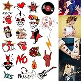 ATSMOICY 420 Pieces Rock and Roll Temporary Tattoos - 80s 90s Party Supplies Musician Guitar Rap Birthday Baby Party Favors Decorations Kids Tattoo