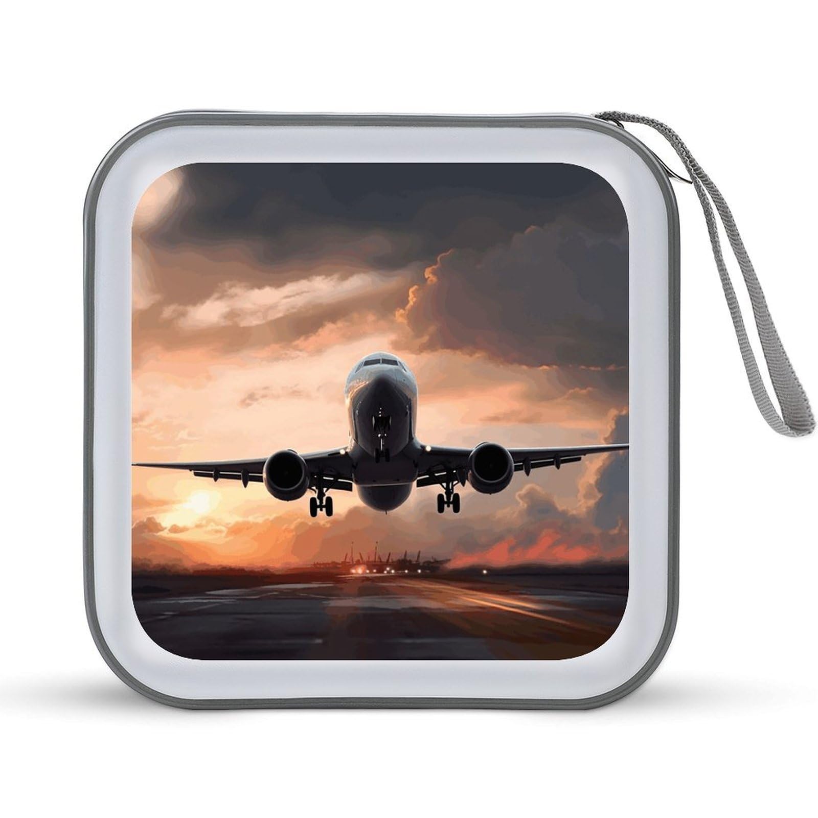 VstaDank Airplane Art CD Case with Hand Strap Lightweight DVD Wallet Holder 40 Capacity CD/DVD Case Wallet Protective CD Wallet CD/DVD Portable Storage Binder for Car Home Office