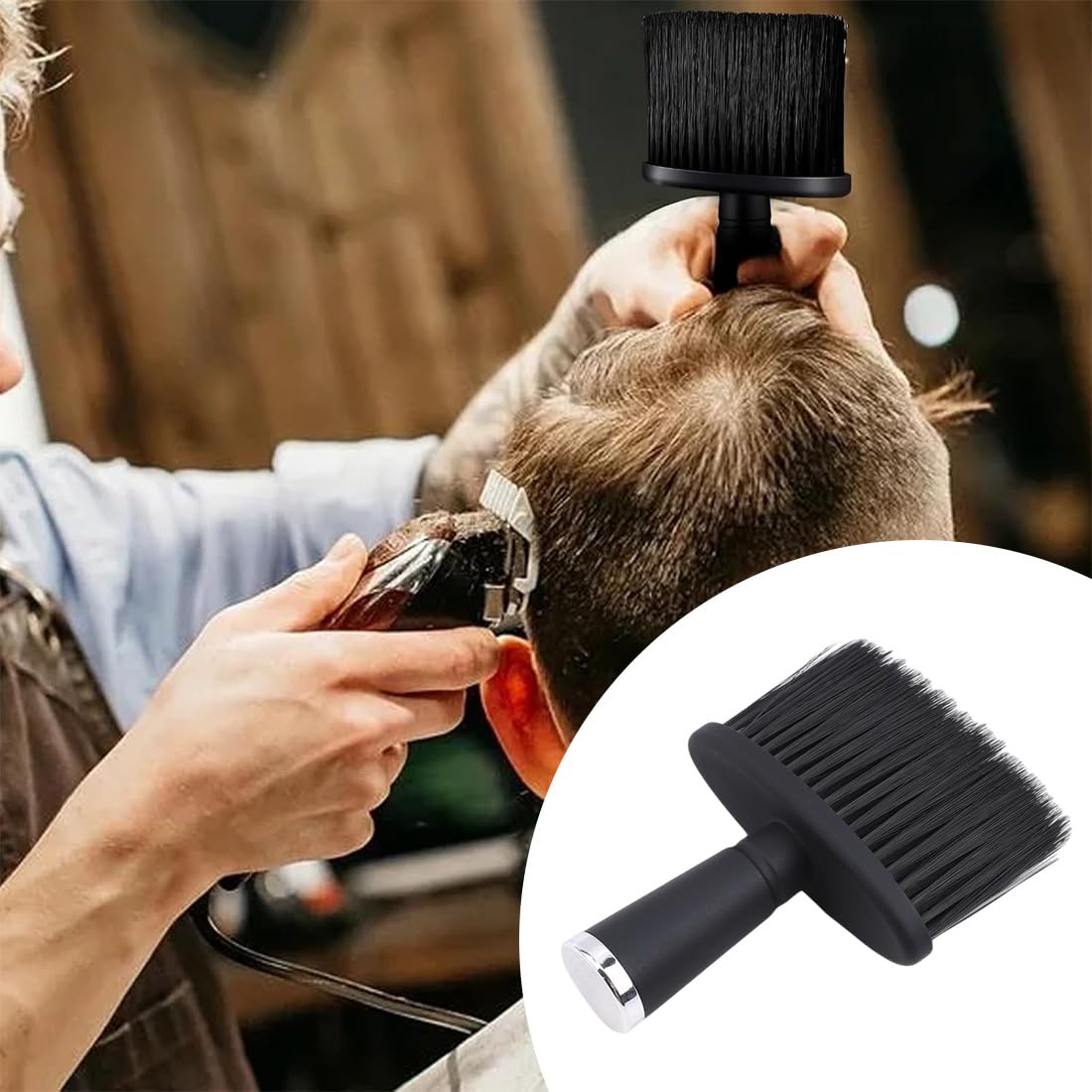2 Pezzi Pennello da Barbiere,Pennello da Barbiere per Pulire il Collo,Pennello Collo per Parrucchieri,Barbiere Collo Spolverino Pennello Spolverino Morbido Pennello pennello tinta capelli (nero)
