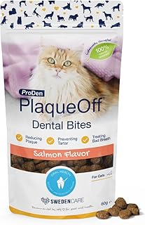 ProDen PlaqueOff Bites Katzen Leckerlis für Zahnpflege 60 g, Katzensnacks für Mundhygiene, Katzen Zahnpflege, Leckerli Katze mit Lachs Geschmack product image