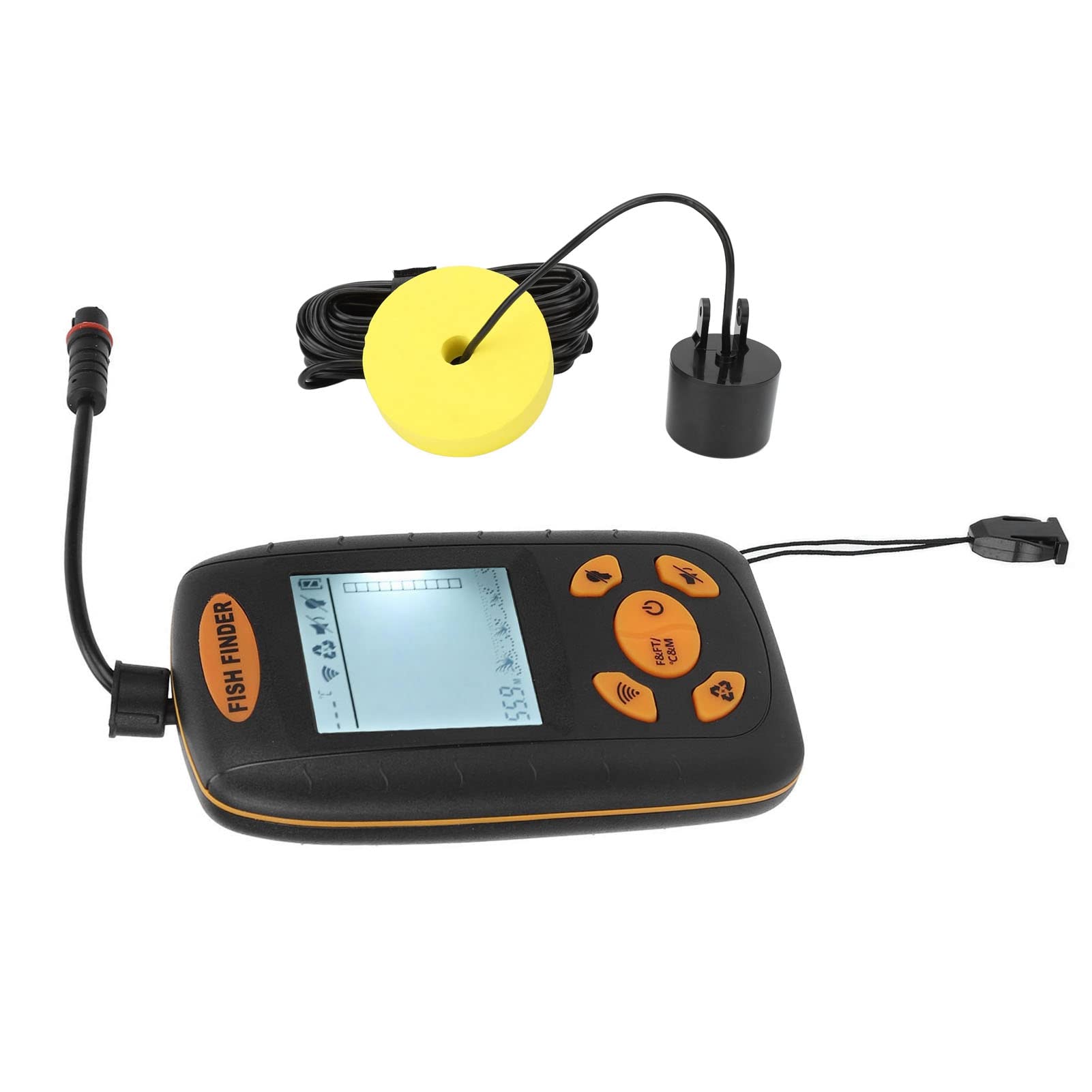 Ecoscandaglio portatile con display LCD, sensore sonar portatile per ecoscandaglio per la pesca sul lago in barca in kayak, ecoscandaglio con portata di 100 m per acqua salata