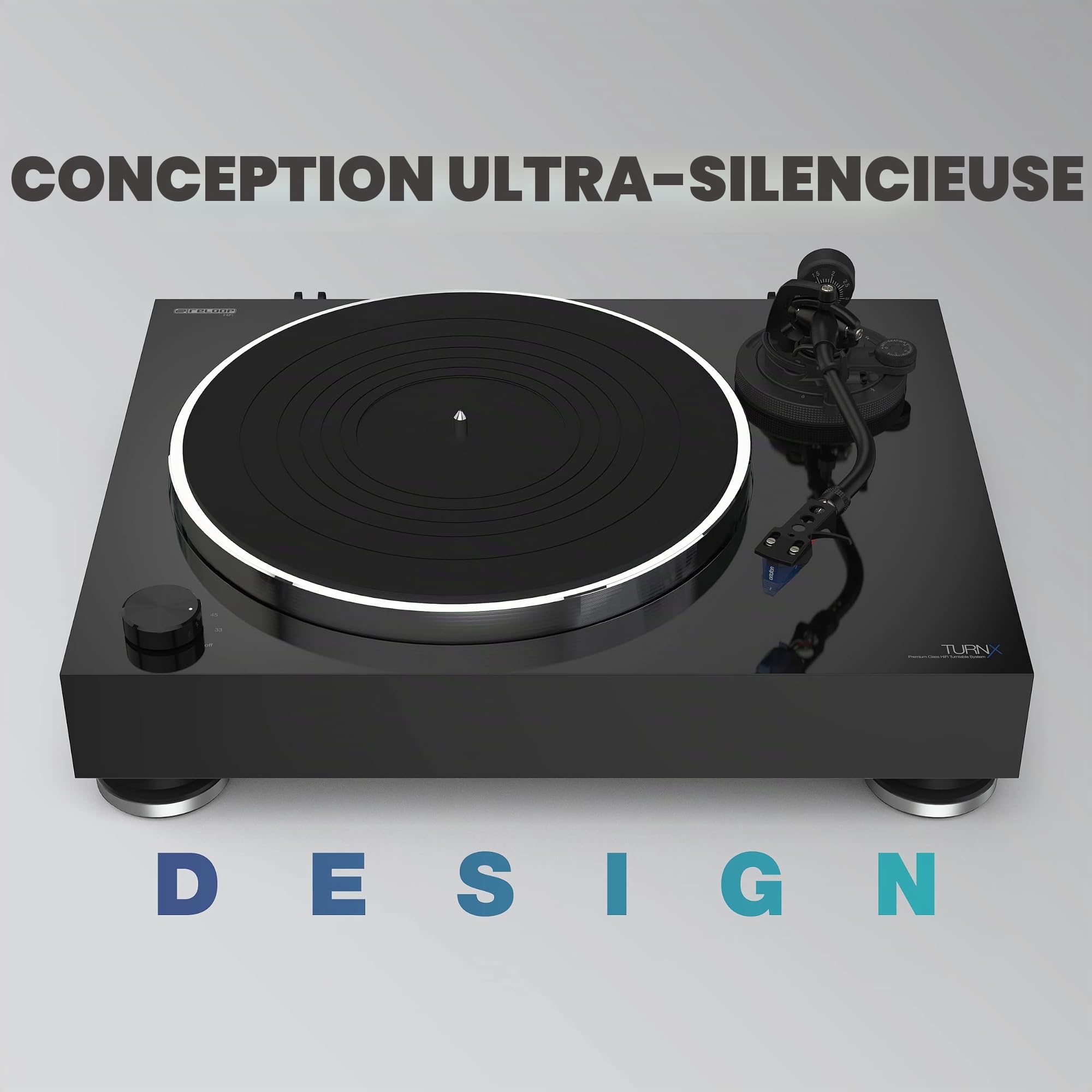 Reloop Turn X - Platine Vinyle Hi-FI Haut de Gamme avec Cellule Ortofon 2M Blue, entraînement Direct Super High Torque, contrôle précis de la Rotation, 3 Vitesses