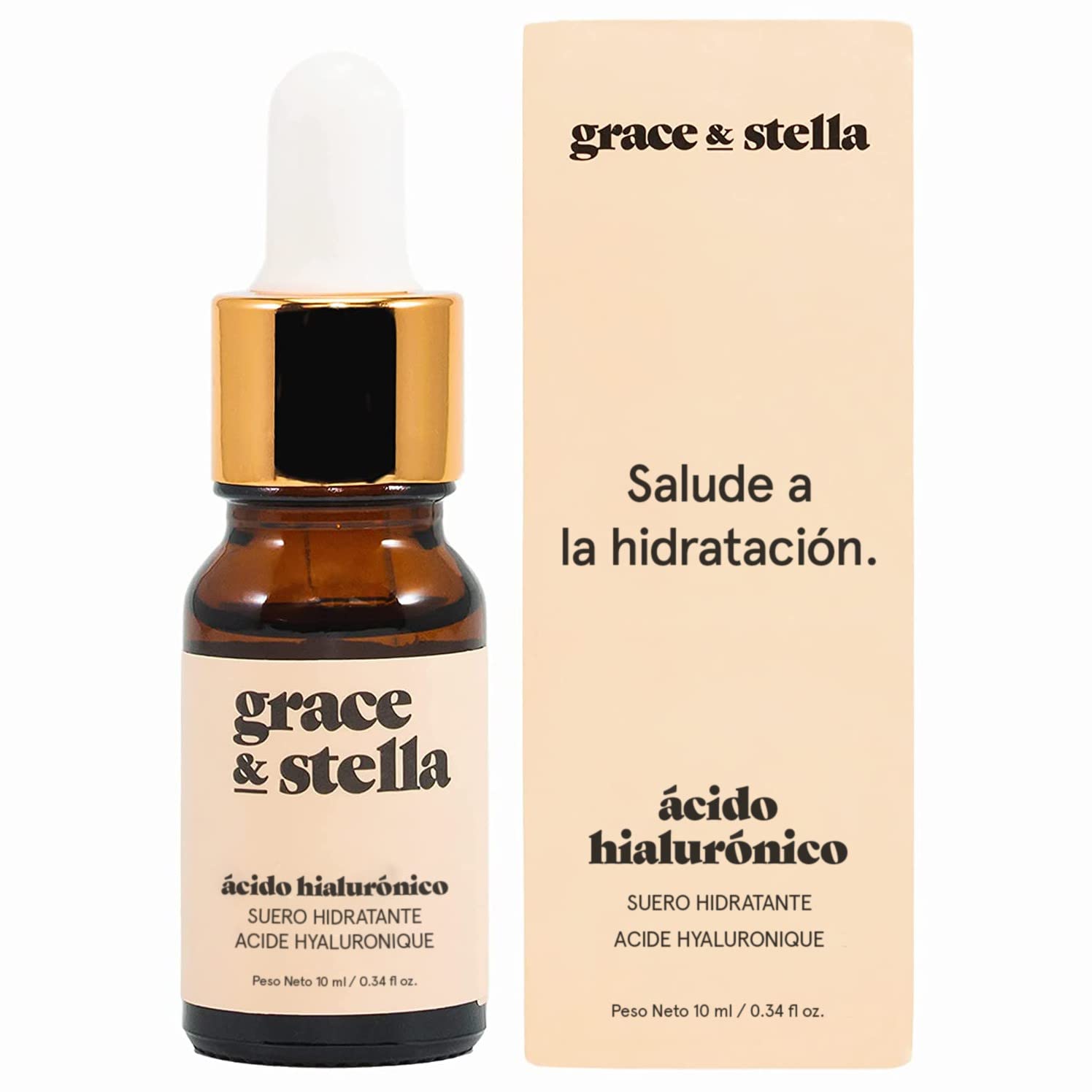 Grace & Stella Sérum Ácido Hialurónico - Antiarrugas Mujer Vegano para Hidratar, Reducir Líneas de Expresión y Aumentar Colágeno [10 ml]