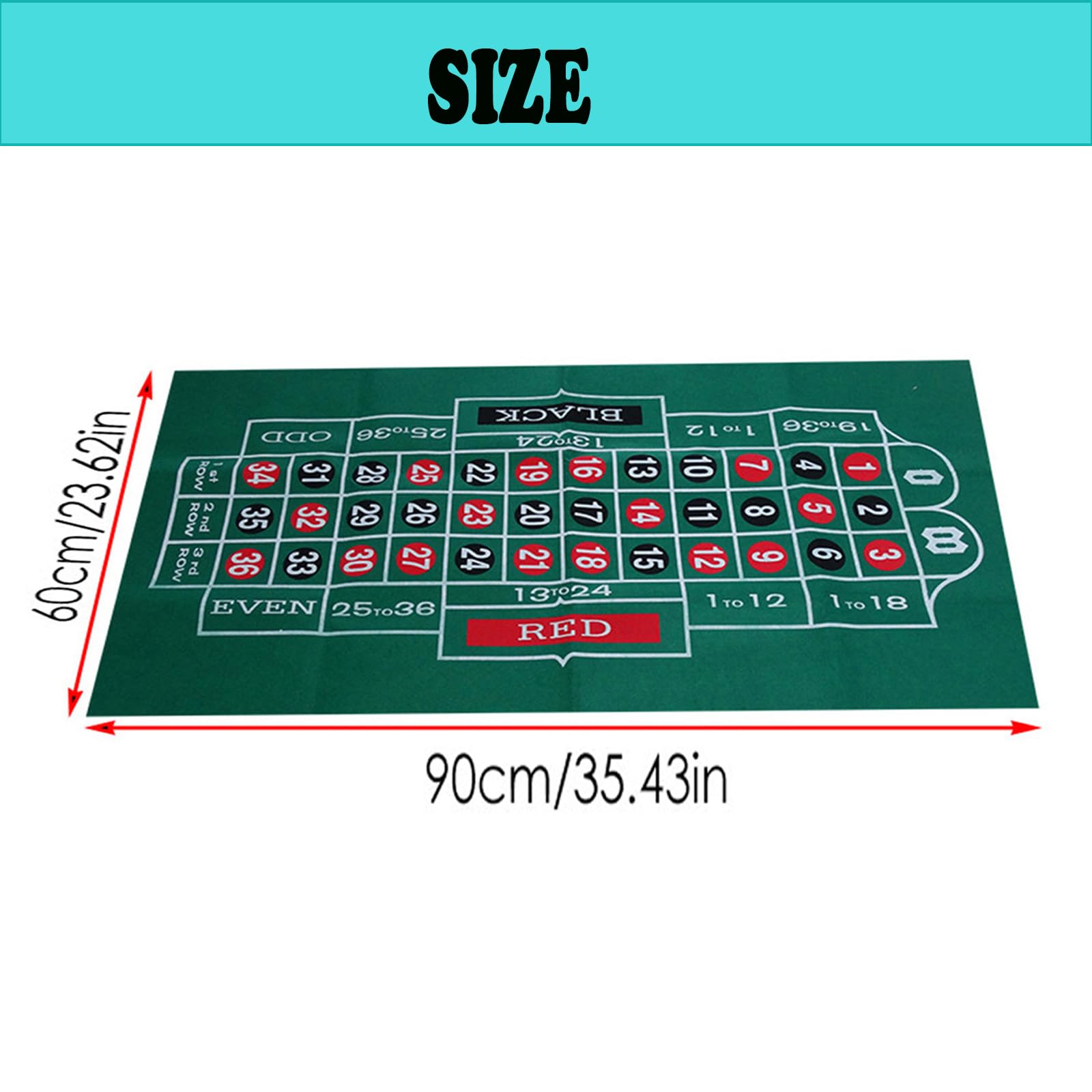 Alfombrilla de póquer para mesa de póquer, alfombrilla de póquer, diseño de doble cara, alfombrilla de fieltro de doble cara, juego de mesa de fieltro, 60 x 90 cm (A)