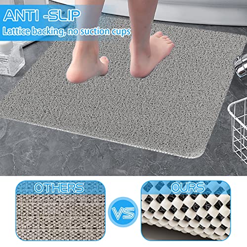 Miemiemie Non Slip Shower Mat, Soft Bathtub Mat For Textured Surface, Quick Drying Pvc Loofah Bath Mat Shower Stall Mat For Bathroom Wet Area, Without Suction Cups, 24 X 24 Inch (Grey) #TOP2