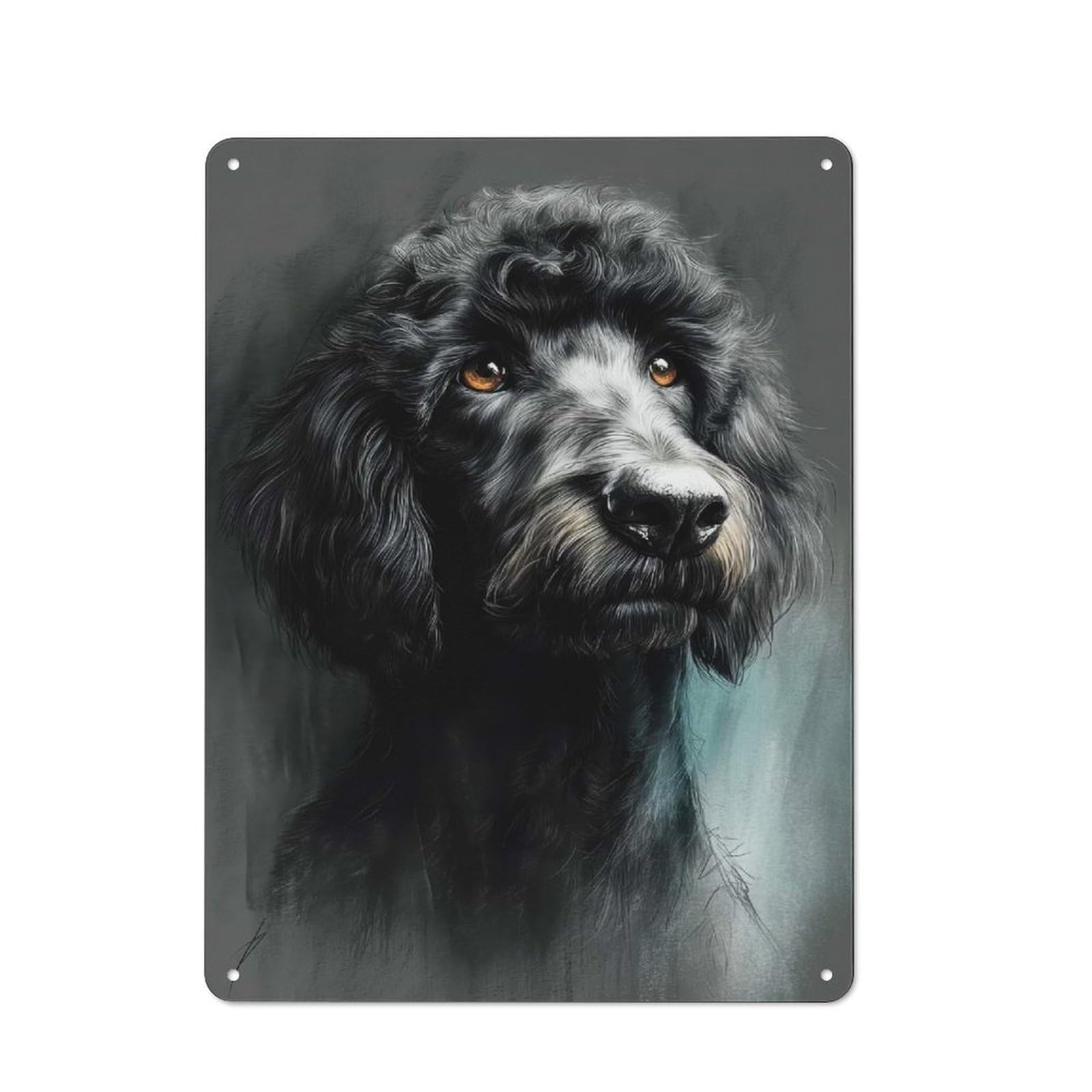 Junmoney Style-22 Elegant Black Poodle Portrait Tin Sign 40X30cm, Vintage Home Bar Decor For Cafe, Pub, Workshop Or Home Bar, For Relaxed Wall Styling