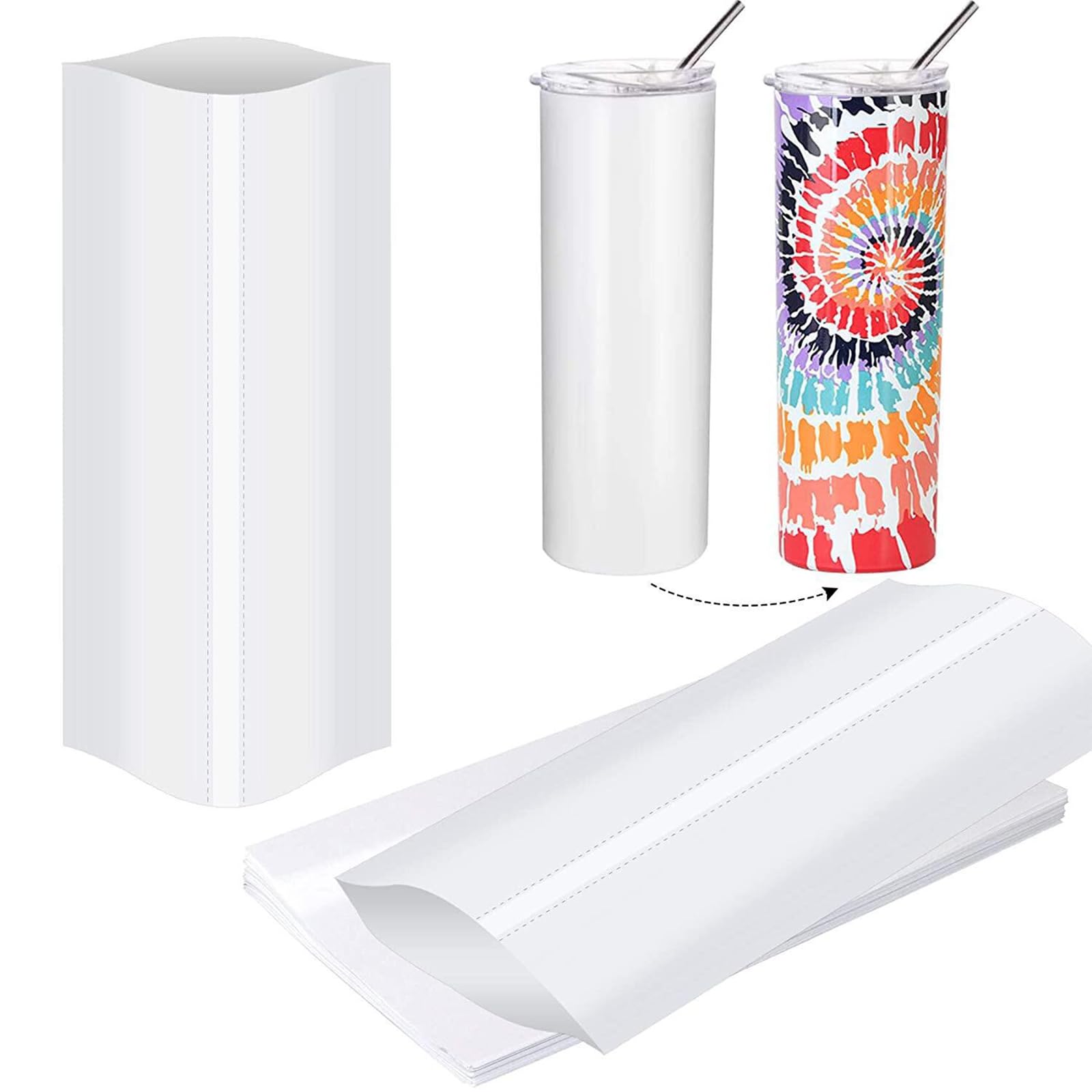 20PC Film d'Emballage Rétractable Pour Sublimation,Film Rétractable de Transfert de Chaleur en PET,Films Thermorétractables de Tasse,Films de Sublimation Thermorétractables pour Gobelets,127 * 257MM