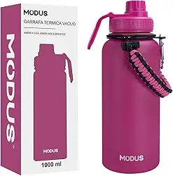MODUS Garrafa Térmica Esportiva De Aço Inoxidável Com Isolamento A Vácuo De 1000ML (Vermelho Rosa)