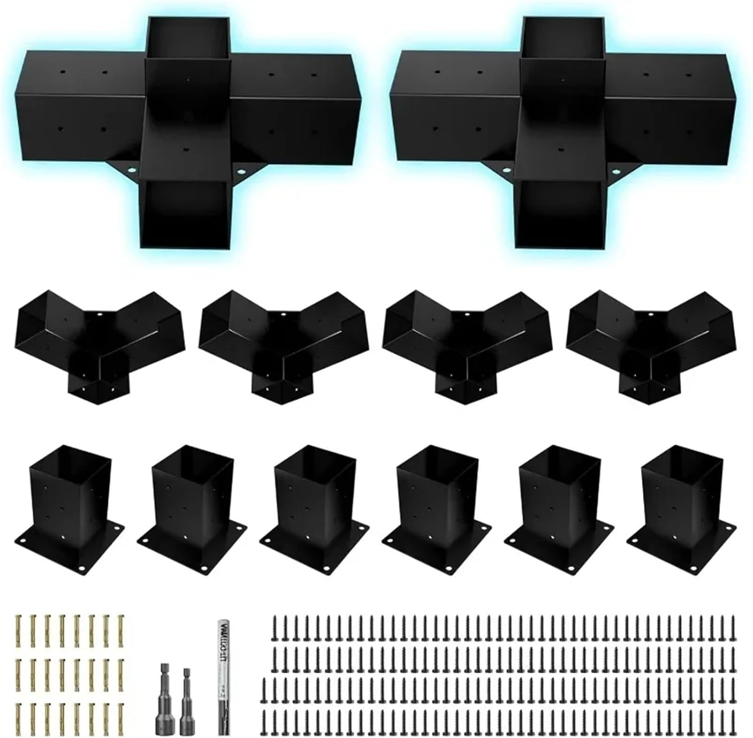 Pergola Bracket Kit, Wood Gazebo Brackets Kit, 3-Way and 4-Way Right Angle Corner Bracke