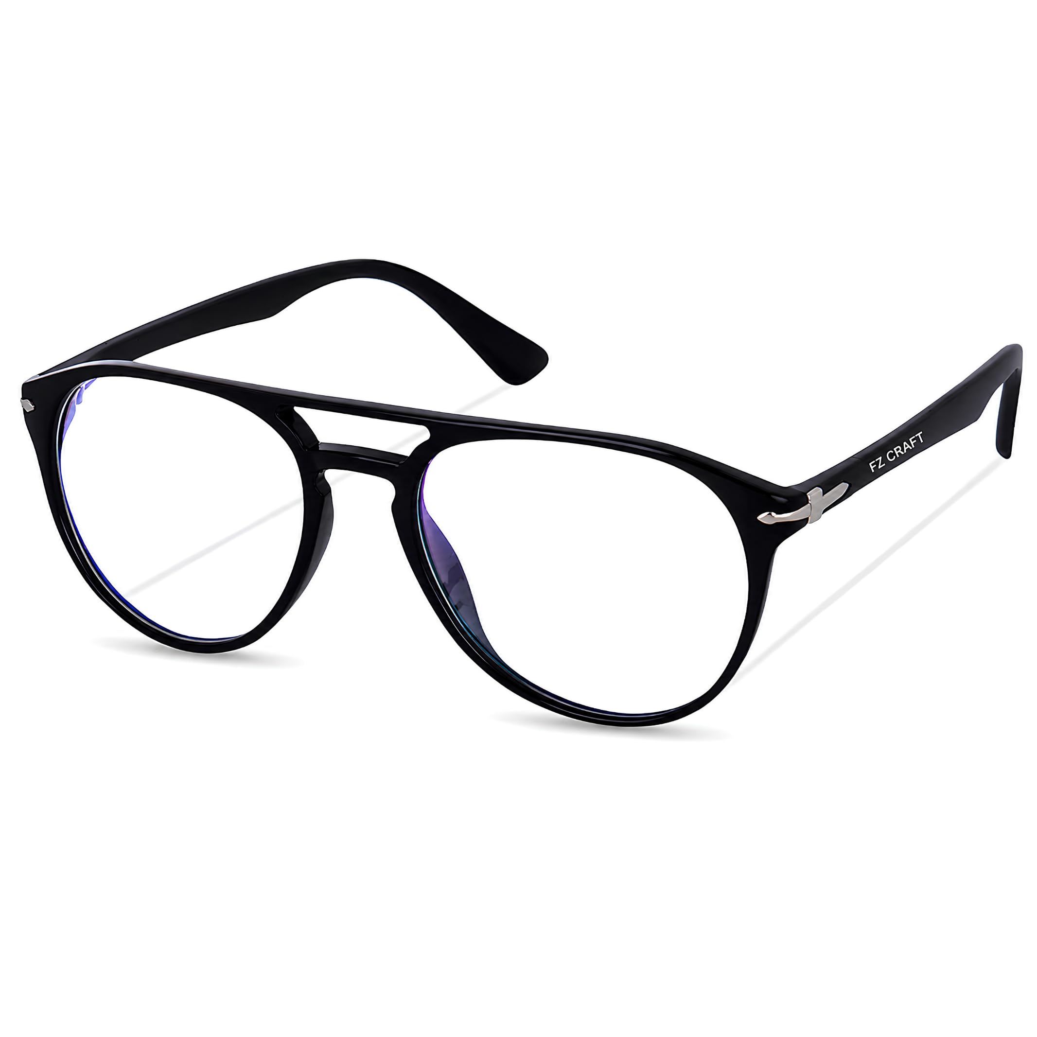 money heist professor blue light protection computer glass for men & women | shine black | medium size aviator frame anti blue ray anti glare reduce eyestrain eyeglasses (medium size)