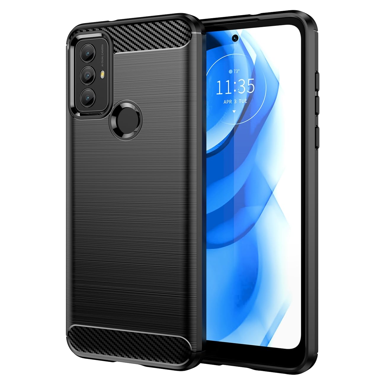 Case for Moto G Play 2022 Case, for Motorola G Pure 2021 XT2163-4 Carbon Fiber Case Slim Soft TPU Case Shock-Absorption Protective Shockproof Phone Cover for Motorola Moto G Pure 2021 Black