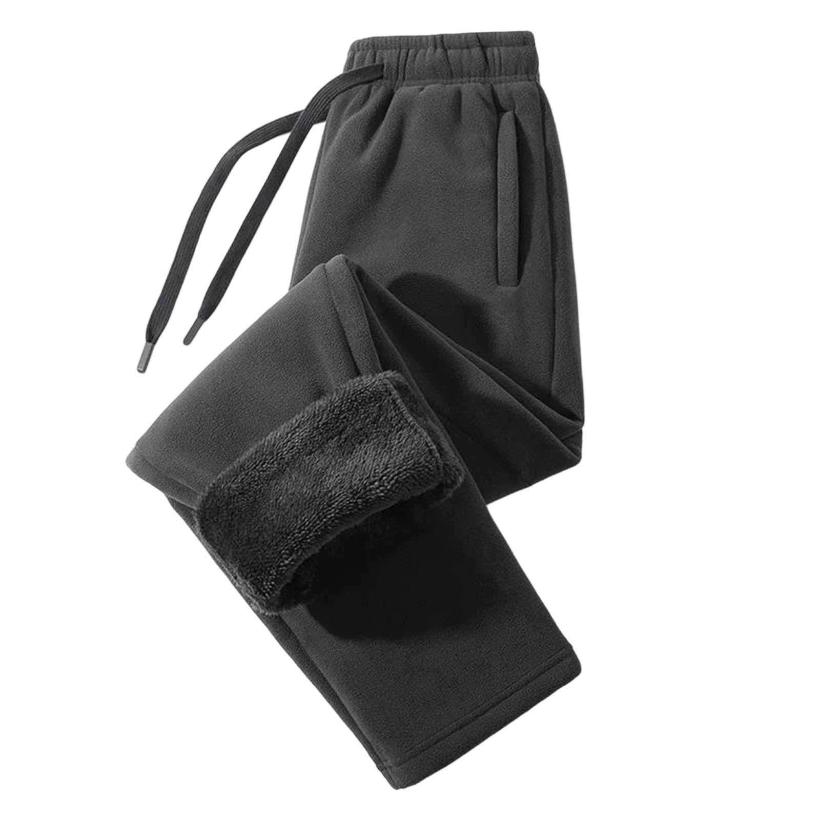 Mens Winter Fleece Sweatpants Warm Casual Running Joggers Sports Trousers Fall Solid Color Workout Pants