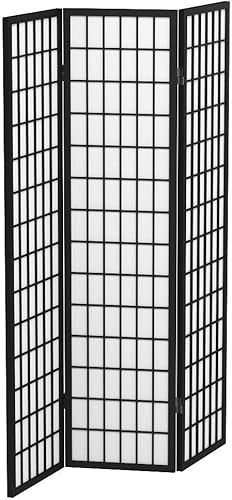 Miniatura 4 de Red Lantern Pantalla Shoji de 6 pies de alto, color negro, 3 paneles