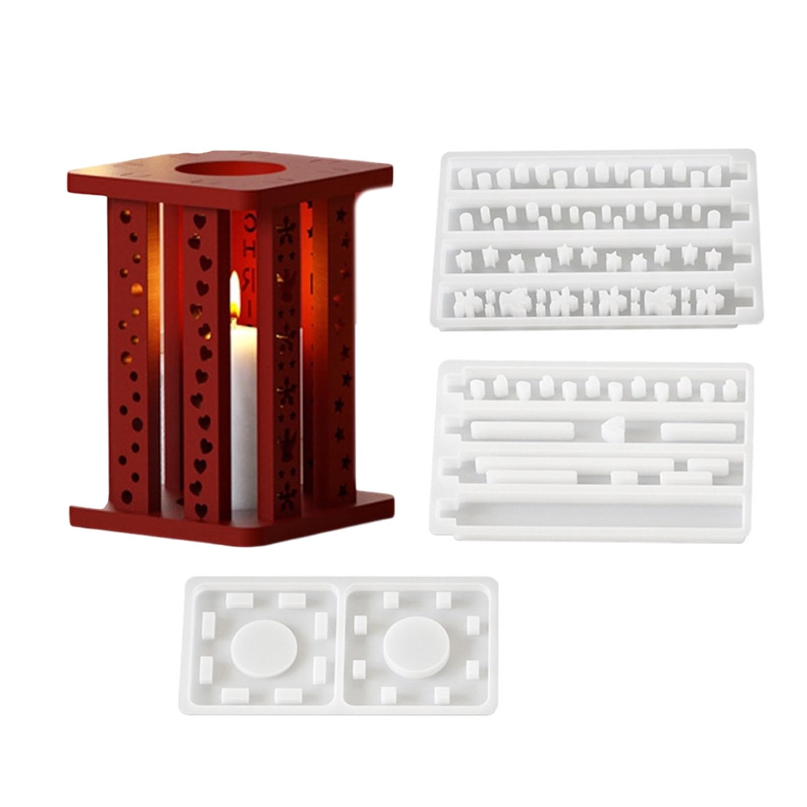 HZBB Christmas Themed Silicone Molds for Epoxy Resin Tealight Holder Silicone Candlestick Molds for Holder Decoration