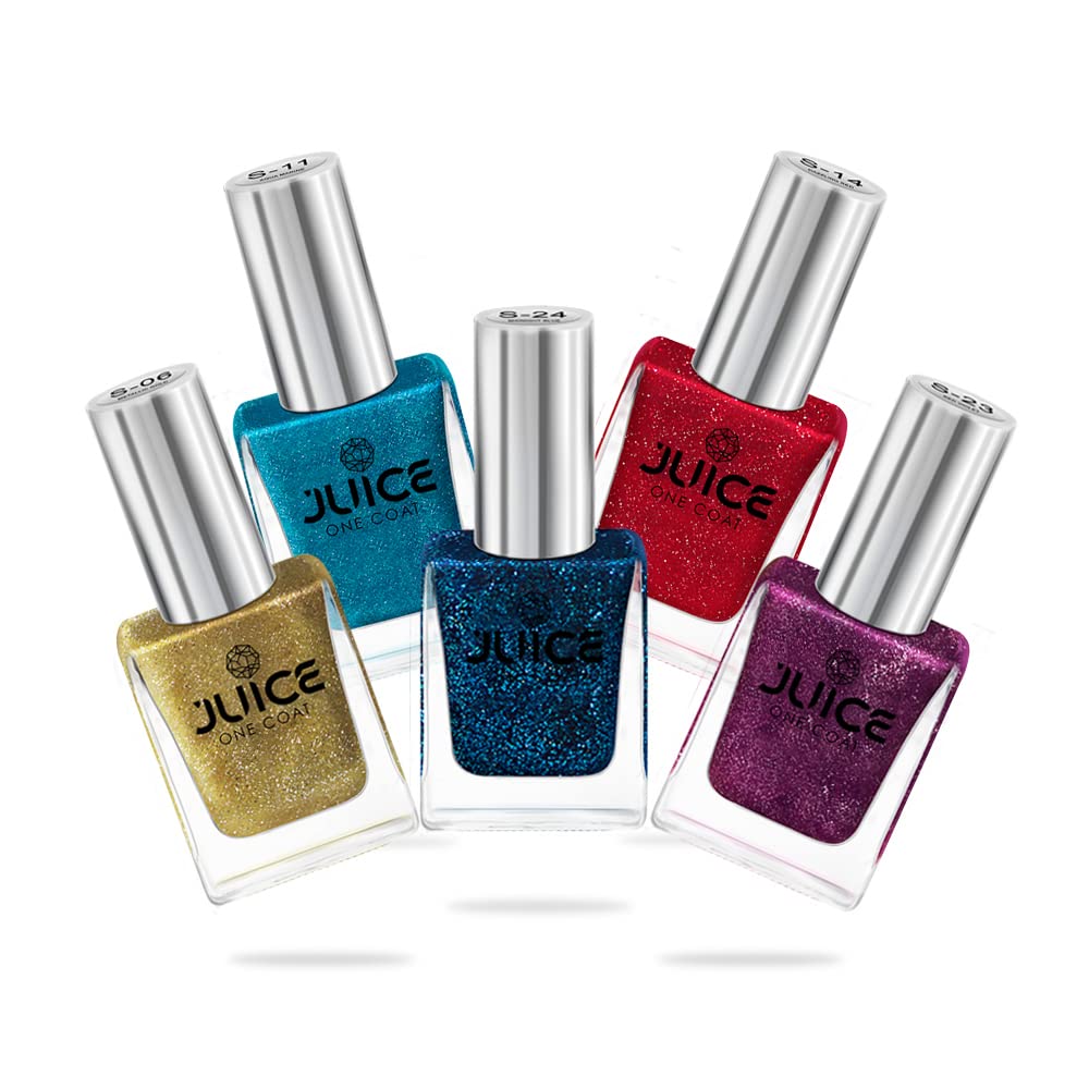 JUICE One Coat Multicolor Shimmer Collection Nail Polish Combo_33, High Gloss, Chip Resistant, Quick Dry, Gel finish-image-29