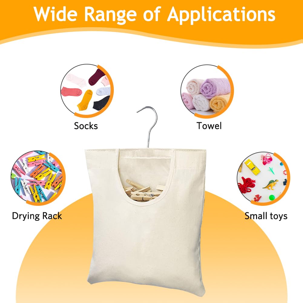 Tulov Pack of 2 Clothespin Bags, 32 x 27 cm Clothes Peg Bag, Holds 100 Clothespins - Image 4