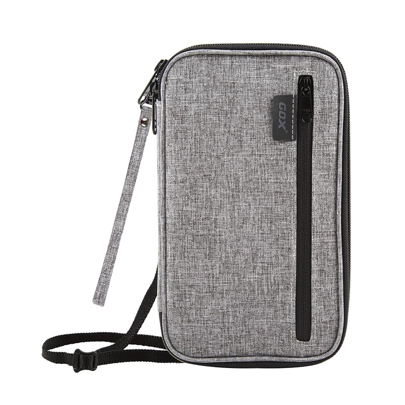 Neck Wallet RFID Blocking Family Passport Holder Organizer Case Travel Pouch, Grey, Carry on-image-14