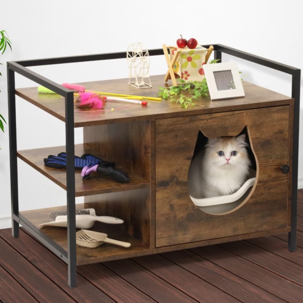 Amazon | life_mart 猫用 トイレ隠し キャットクローゼット 【 木目調