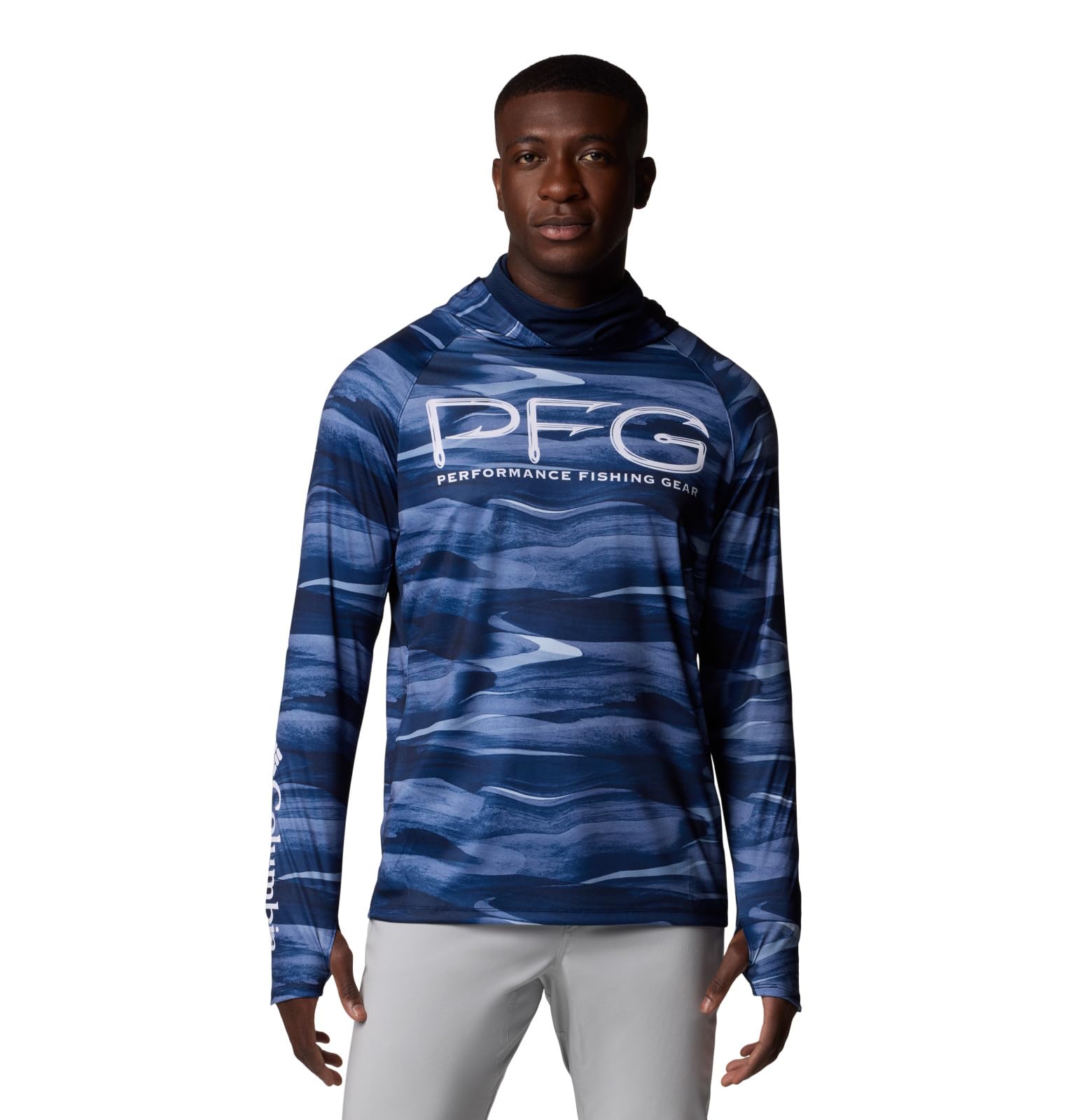 Columbia Men's Super Terminal Tackle Vent Hoodie, Collegiate Navy Obsidian, S