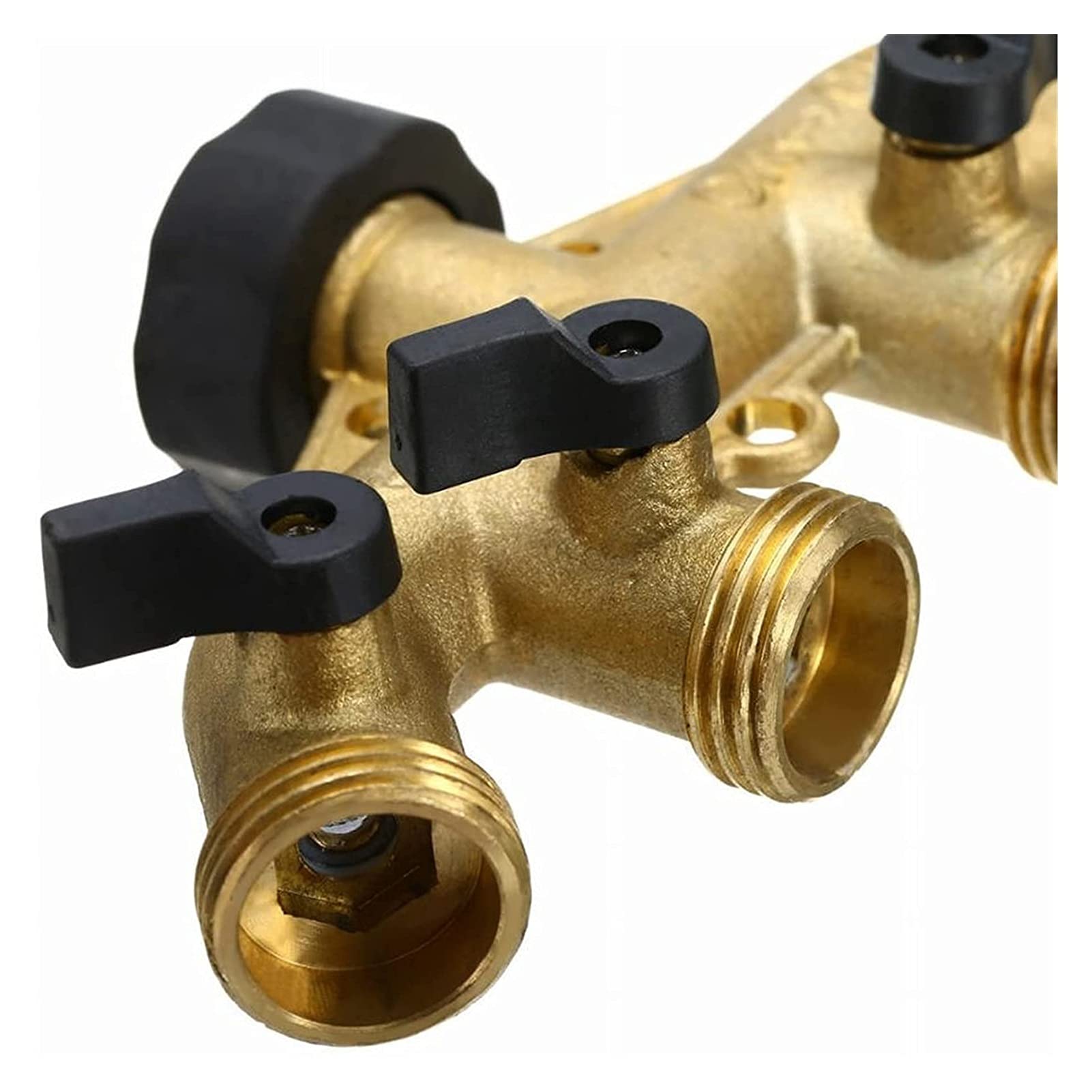 Distributore a 4 Vie per Tubi Flessibili, Sdoppiatore for Tubo in Ottone a 4 Vie, collettore for Rubinetto da 3/4 Pollici con valvole di intercettazione, Adattatore Giardino