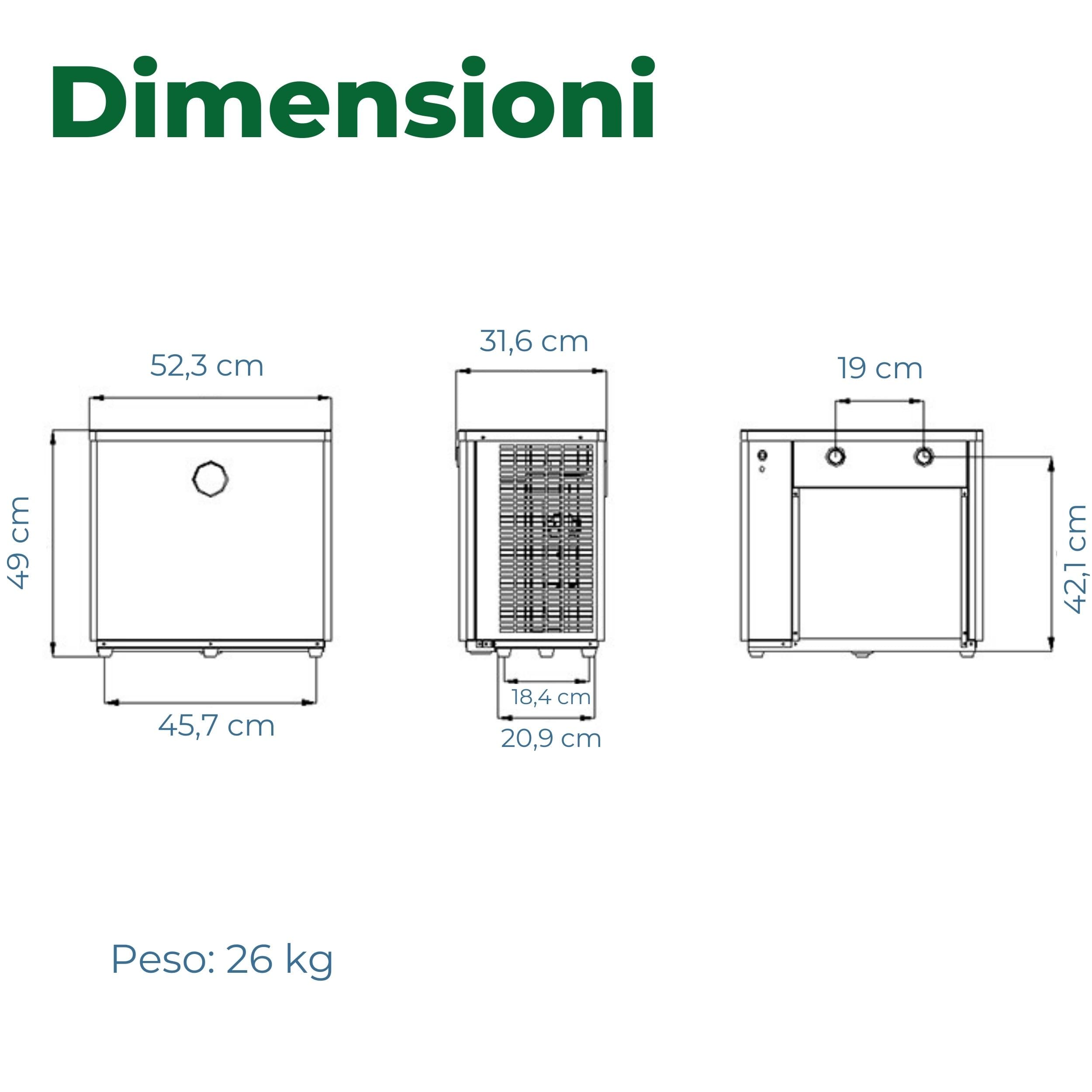 Polartex Pompa di Calore per Piscina AQUAMINI per Riscaldare Acqua Piscina Fuori Terra o Interrata (15 m³)