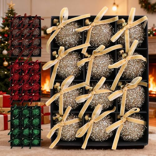 Boule de Noël or rose en mousse : décoration de Noël d'intérieur facile à installer - 3